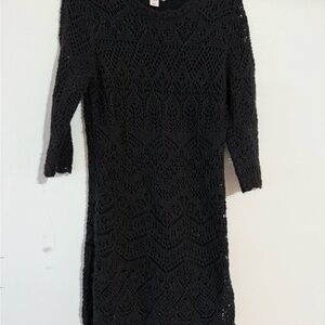 Cat & Jack Black Long Sleeve Crochet Dress